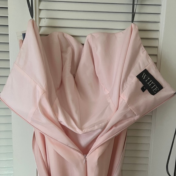 NWT White by Vera Wang Strapless Crepe Soie Gown Petal Pink Sz 18 - Picture 7 of 10
